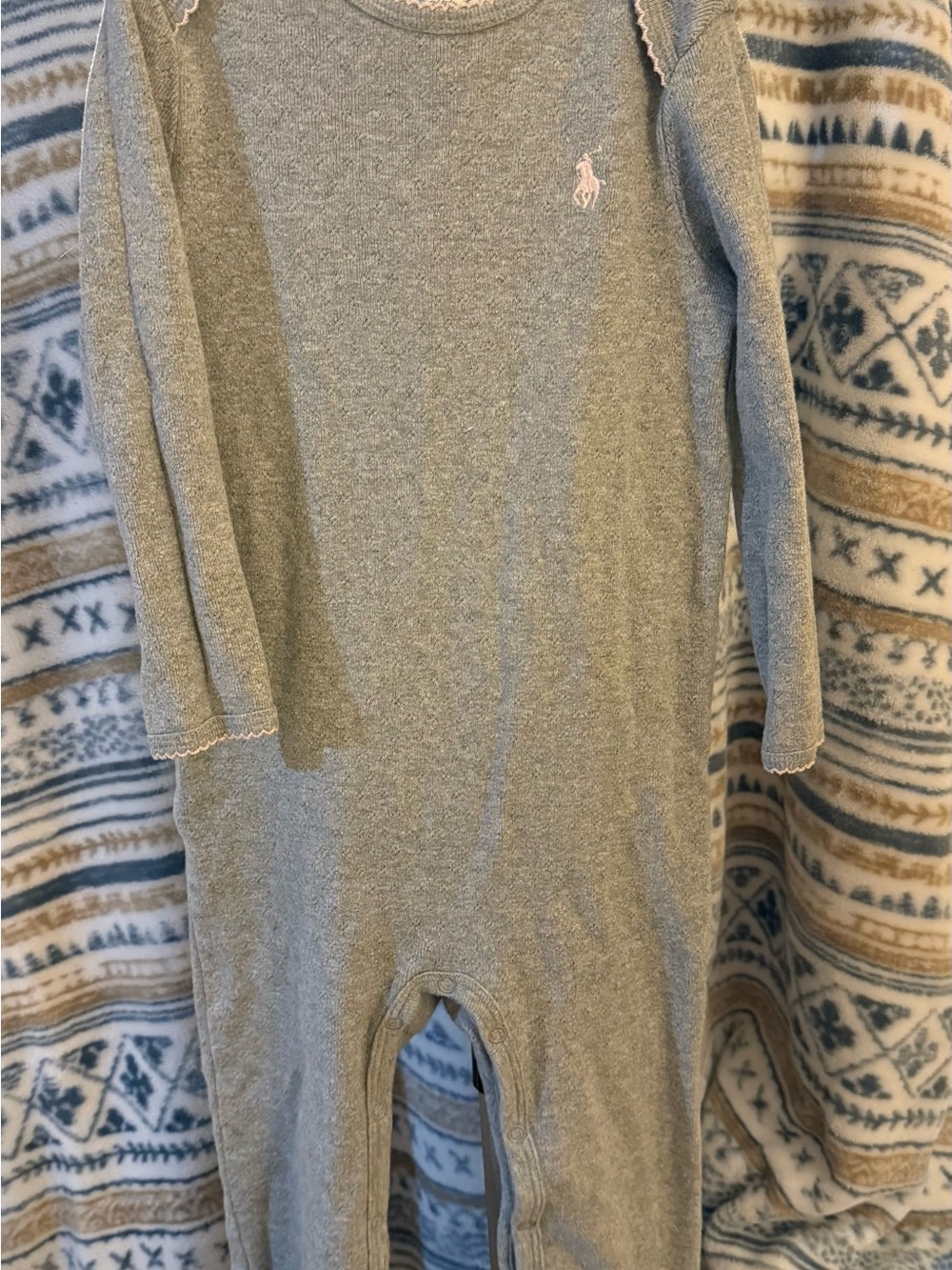 Ralph Lauren Baby Girls Size 12 months Gray Long Sleeve Pant Romper